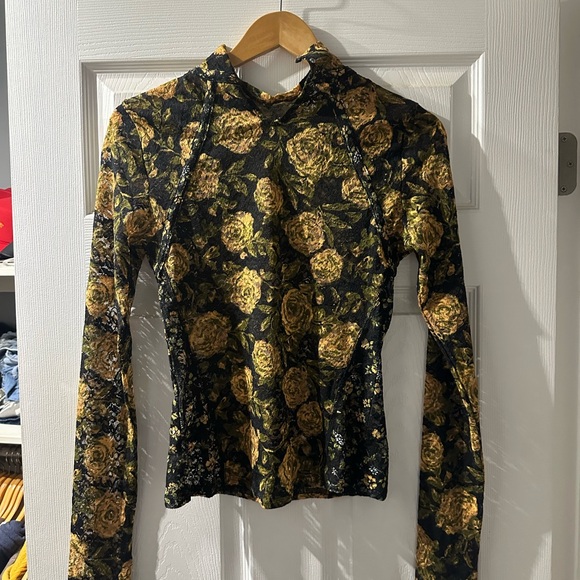 Free people Lyric Sheer Lace Long Sleeve Turtleneck Top medium - Picture 4 of 5